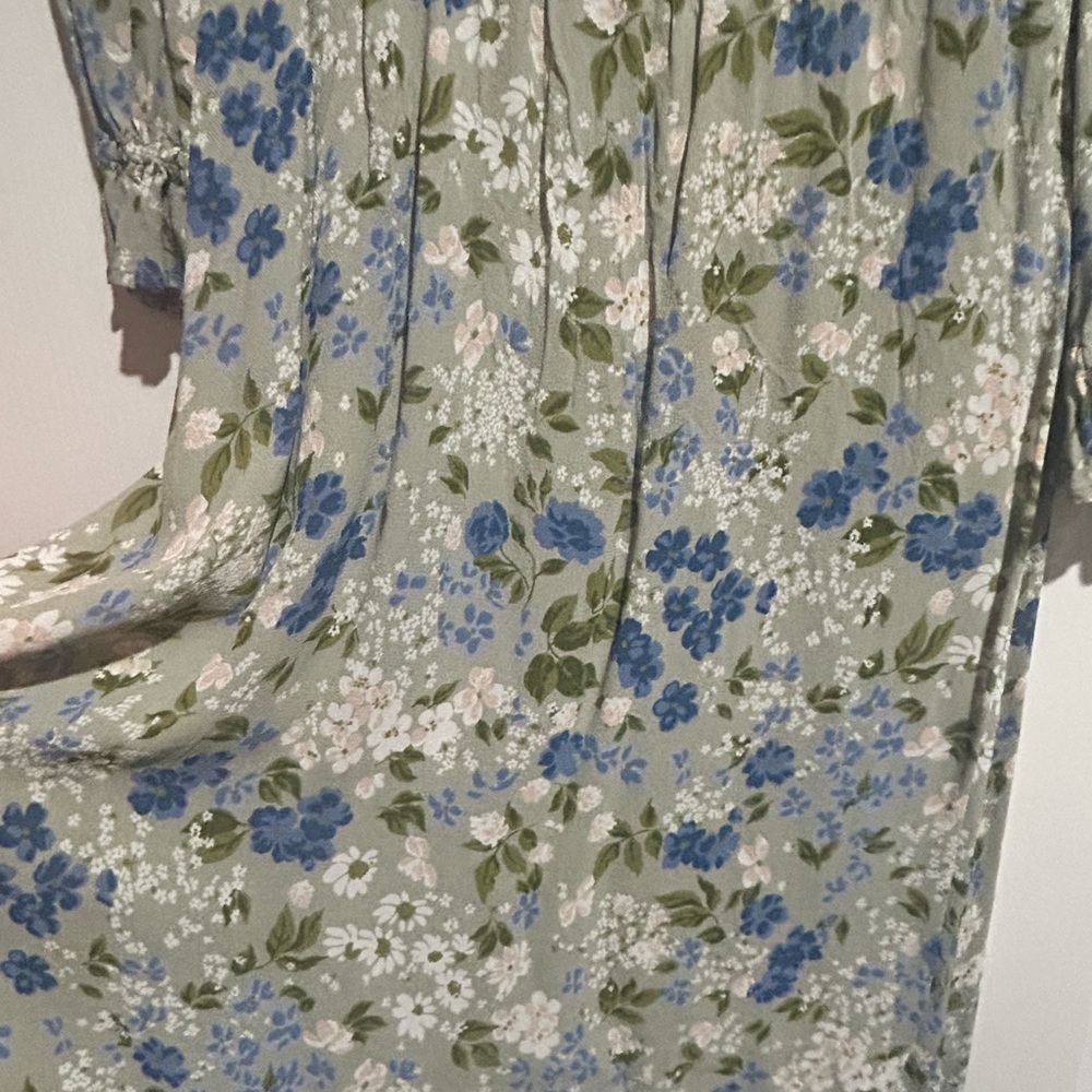 Reformation Floral Mini Dress - Blue and Green - Picture 3 of 4